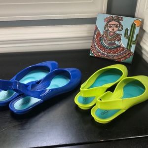 Oka-b plastic slingback sandals- blue or yellow